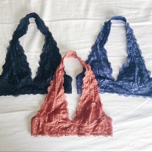 Free People Galloon Lace Halter Bras